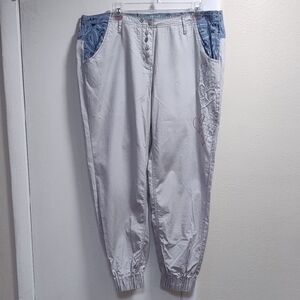 Women's Desigual Cotton Joggers Gray/ Blue Casual Pants Sz XL